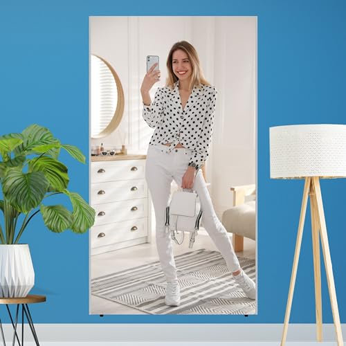 brisafe Ganzkörperspiegel unzerbrechlich & modern I Spiegel Fitnessraum 180 x 100 cm groß I dünner Aluminium-Rahmen in Silber I Standspiegel bruchsicher & leicht I Wandspiegel zum Aufhängen