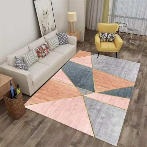 Chambre Ado Garcon Tapis Grande Taille 120X160Cm Tapis De Damier Rose Tapis De Chambre De Filles Gris Lavable en Machine Tapis De Salon Minimaliste Moderne