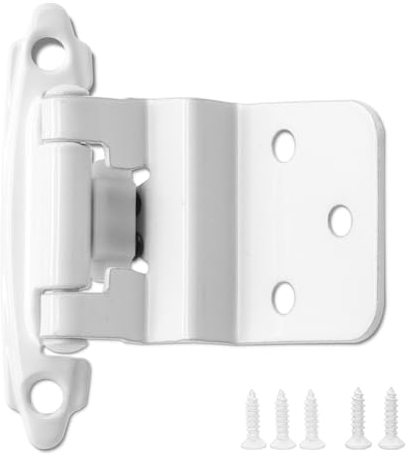 Bisagras de gabinete blancas, 15 pares (paquete de 30) bisagras de cierre automático de 3/8 pulgadas para puertas de armarios, bisagras de puerta de gabinete de cocina blancas de 3/8 pulgadas