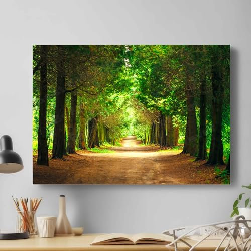 Green Forest Tree Canvas Wall Art Picture Print Best Gift for Home Office Room Decoration, Nature Forest Canvas Print (91cm X 61cm)
