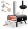 COSTWAY Horno Pizza, Horno Pizza Leña y Carbón, Piedra para Pizza de 30 cm, Inoxidable de 3 Capas con Termómetro, Pala para Pizza y Bolsa de Transporte