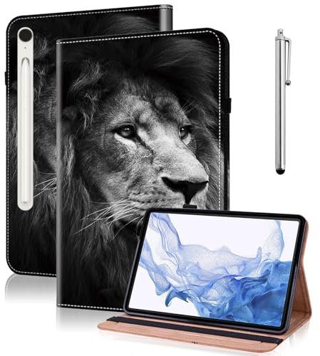 GLANDOTU Case for Samsung Galaxy Tab S10 Lite/ S10 FE 2025/ S9 FE 10.9 Inch/ S9 11 Inch, Multi-View Slim PU Leather Tablet Cover with Foldable Stand and Pen Holder -Lion