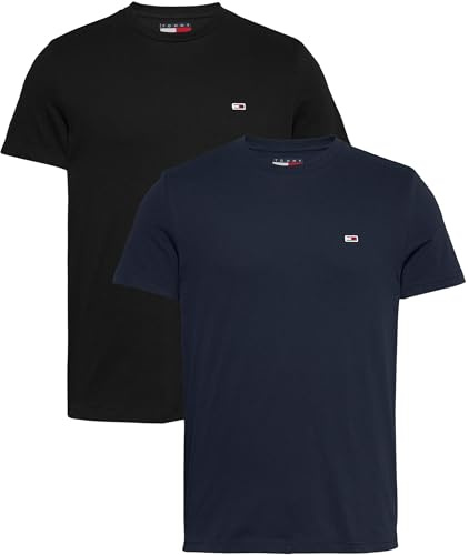 Tommy Jeans Herren TJM Xslim 2pack Jersey Tee EXT Dm0dm20687, Multi (Black/Dark Night Navy), M