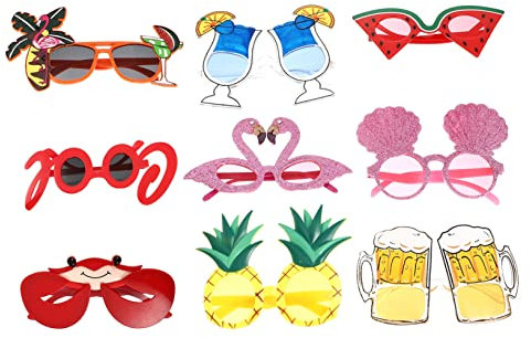 Parliky 9 Paires lunettes de fête lunettes soiree lunette fun lunettes de flamant rose lunettes de nouveauté des lunettes de lunettes de en forme de gobelet Plastique