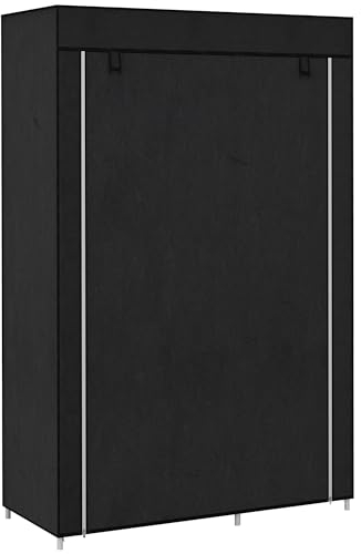 HOMCOM Armario de Tela Plegable Armario de Ropa Organizador Ropero Portátil con Estantes y Barra para Colgar para Dormitorio Vestidor 103x43x162,5 cm Negro