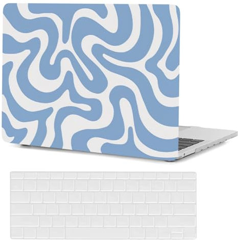 FFBOFFC Hard Shell Compatible with MacBook Pro 16 Inch Case 2020 2019 Release Model A2141 with Touch Bar Touch ID, Plastic Protective Laptop Cover Case and Keyboard Skin, Blue Line