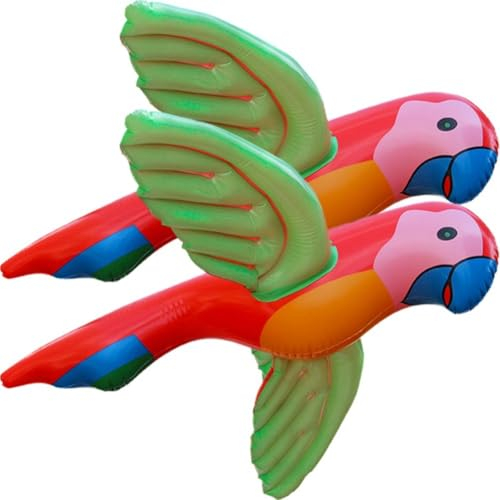 Muteitt 2 Stück Aufblasbare Papageien-Dekorationen, Aufblasbare Tiere, Aufblasbare Fliegende Papageien-Dekorationen Für Geburtstag, Tropische Party, Luau-Dekoration, Pool-Requisite