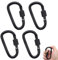 4 Stück karabinerhaken,karabiner,karabiner schlüsselanhänger,schraubkarabiner,Karabiner mit Schraubverschluss,Karabiner Haken D-Clip,für Schlüsselanhänger,Wasserkocher,Zelt(schwarz)
