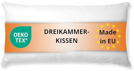 sleepling Kopfkissen 40x80 cm, Dreikammerkissen mit Viscoschaum, Kissen 40 x 80 cm, Polster, Nackenstützkissen, 100% Baumwolle, Made in EU, Oeko-Tex, Waschbar bis 60 Grad