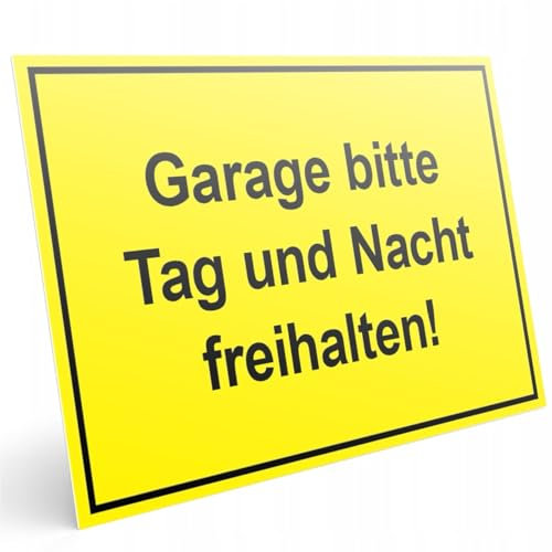 PRINTIMA Garage Bitte Freihalten Schild, Tag Und Nacht, PVC, 32x21cm oder 40x30cm, Warnschild (Gelb, 32x21 cm)