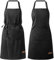 Viedouce 2 Kochschürze 100% Baumwolle für Damen Herren,Verstellbare Küchenschürze mit Groß Taschen,Schürzen für Köche BBQ Malerei Backen Kochen Heimgebrauch Restaurants Cafés Gärten,Schwarz