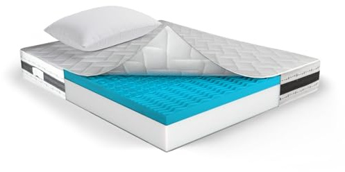 MUUN EOS, Memory-Matratze für Einzelbett, 90 x 200 cm, inklusive Kissen, 30 cm hoch, milbendicht, hypoallergen, orthopädisch, vakuumverpackt und gerollt