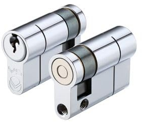 Kooples Hardware V5 Single Euro Cylinder Lock Polished Chrome – High Security 5-Pin Keyed One Side Barrel with Anti-Pick Anti-Drill Protection - Fixings Included (Euro - Keyed to Differ (E), 65mm)