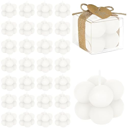 30er Set Weiße Bubble Kerzen für Gastgeschenke, Hochzeit Mini Duftkerzen
