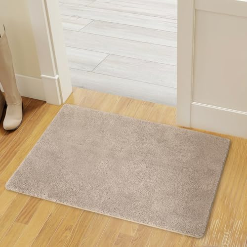 MARLOW Washable Non-Slip Door Mat Indoor 50 x 80 cm, Indoor Entrance Rug for Front & Back Door, Pet-Friendly Dirt Defender Mat, Super Absorbent Doormat for Shoes, Paws, and Mud, Beige