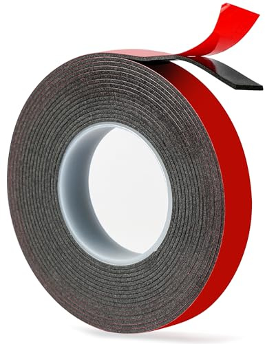 Acual Doppelseitiges Klebeband Extra Stark, 5925 Montageband 2cmx4,7m | Schwarz 1 Rollen 0,6mm, Dickes Schaumstoffband Wasserdicht, für LED-Lichtleisten, Autodekoration, Zuhause und Büro