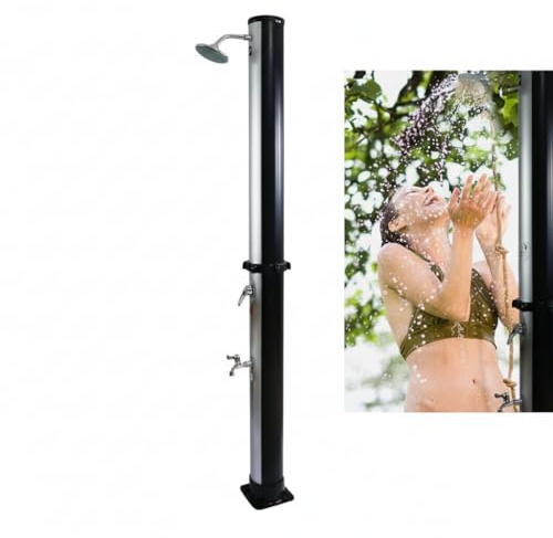 Mucola Solardusche Gartendusche mit Mischbatterie 35 Liter 218 cm Silber