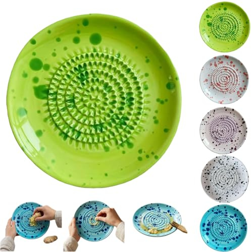 Piatto grattugia in ceramica di alta qualità, macinino per zenzero e aglio con denti rialzati, piatto multiuso per triturare frutta, verdura, zenzero, aglio