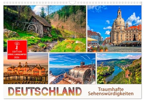 Deutschland - traumhafte Sehenswürdigkeiten (Wandkalender 2026 DIN A3 quer), CALVENDO Monatskalender: Eine visuelle Reise von der Nordsee bis zu den Alpen. (CALVENDO Orte)