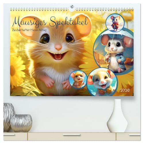 Mausiges Spektakel. Zauberhafter Maus-Alltag (hochwertiger Premium Wandkalender 2026 DIN A2 quer), Kunstdruck in Hochglanz: Ein jahr voller Mäusemagie mit kleinen Cartoon-Helden (CALVENDO Tiere)