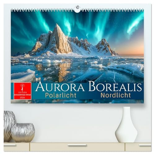 Aurora Borealis - Polarlicht Nordlicht (hochwertiger Premium Wandkalender 2026 DIN A2 quer), Kunstdruck in Hochglanz: Momente, in denen Himmel und Erde miteinander tanzen. (CALVENDO Natur)