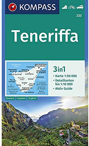 Kompass Karten, Teneriffa: Wander- , Bike-, Freizeit- und Straßenkarte. GPS.