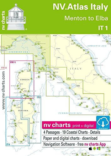 NV.Atlas Italy IT 1 - Menton to Elba | Seekarte Italien Papier & Digital [ NV Verlag / nv charts]