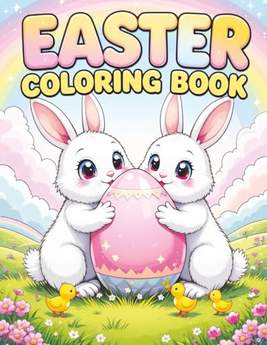 Easter Coloring Book: Cute Easy and Simple Springtime Designs for Kids Featuring Bunnies, Eggs, Baskets and More for Fun Party Favors and Gifts