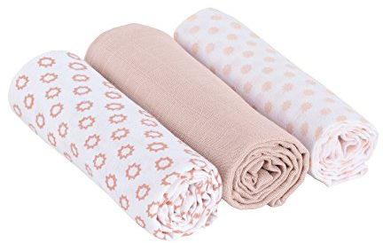 LÄSSIG Baby Puckdecke Spuckdecke Pucktuch Mulltuch weich kuschelig Baumwolle vorgewaschen/Swaddle & Burp Blanket Little Chums pink