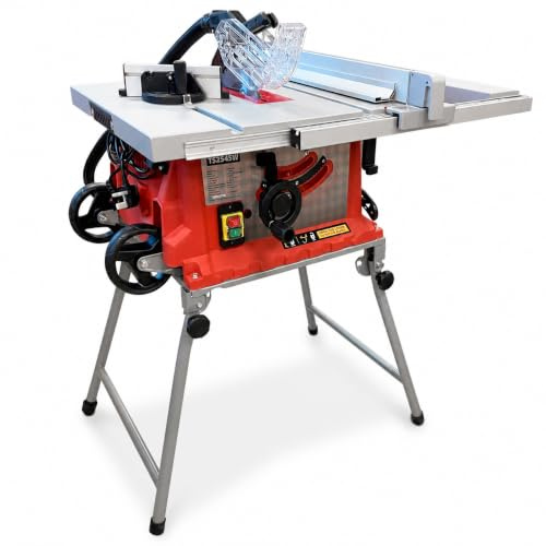 Lumberjack Table Saw 254mm, Professional Portable Table saws 1800W 240V | Powerful 1800W table saw with 254mm blade, extendable 920mm table, accurate rip fence, folding legs and wheels.