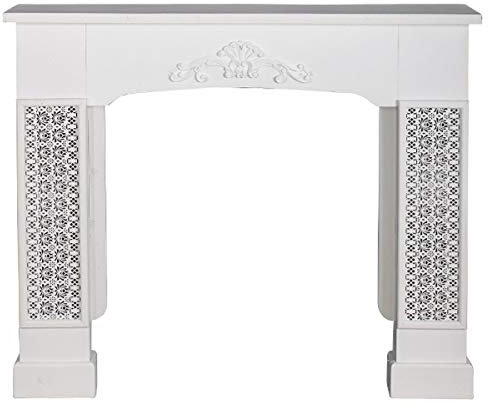 Casa Padrino Landhausstil Kaminumrandung mit Verzierungen Weiß 115 x 23 x H. 100 cm - Landhausstil Möbel