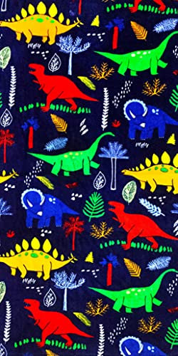 YIFONTIN Kinder-Strandtuch mit Dinosaurier-Druck, Sherpa-Baumwolle, superweich, 121,9 x 61 cm, schnell trocknendes Badetuch für Jungen und Mädchen, Jurassic-Thema, Schwimmen, Strand, Essentials