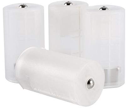 Richer-R 4 Piezas Convertidor/Adaptador de Batería 2 Pilas AA a una Batería D Mini Cajas Estuche Battery Converter Portátil Universal para Electrónica y Situaciones de Emergencia.