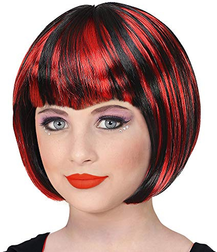 Widmann 46921 - Kinderperücke Halloween, rot-schwarz, Gothik, Vampir, Halloween, Karneval, Mottoparty
