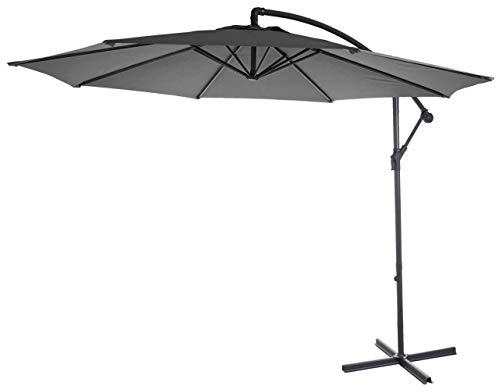 Mendler Ampelschirm Acerra, Sonnenschirm Sonnenschutz, Ø 3m neigbar, Polyester/Stahl 11kg ohne Ständer - grau