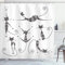 ABAKUHAUS Katze Duschvorhang, Lustige dünne gestreifte Katze, Stoffliches Gewebe Badezimmerdekorationsset mit Haken, 175 x 220 cm, Hell Grau