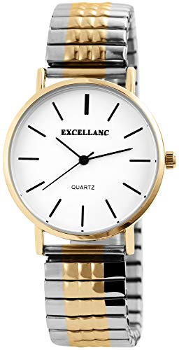 Excellanc Damen - Uhr Weiß Silberfarbig Goldfarbig Analog Quarz Metall Zugband Armbanduhr