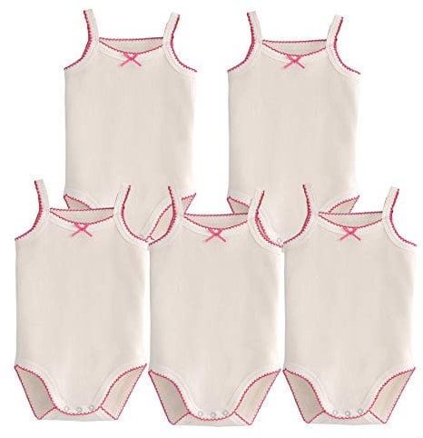 Unisex-Baby Sleeveless Onsies Tank Top Cotton Baby Bodysuit 4-Pack of Cardigan Onsies for Infants (6-9 Months, 5 Pieces Whtie)