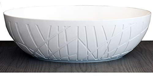 Baignoire îlot Design en pierre solide LEO - 170 x 105 x 55 cm - Couleur en option, Couleur:Blanc mat