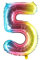 Party Factory XXL Folienballon Zahl 5, Luftballon 100cm, multicolor, Geburtstag, Abi, Jubiläum, Party Ballon, Heliumballon, Deko