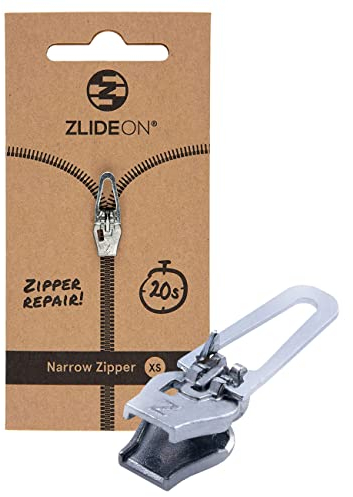 ZlideOn Reißverschluss Zipper Ersatz Reparatur Set – Silber Reißverschluss Reparieren Für schmale Reißverschlüsse 1 Pack (XS) - Reissverschluss-Reparaturset