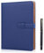 Minlna - Taccuino in pelle, formato A5, ricaricabile, 200 pagine spesse, classico foderato con tasca e portapenne (blu)