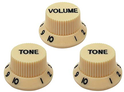 FLEOR 2T1V ST Gitarren-Bedienknöpfe 2 Töne 1 Lautstärke für E-Gitarren-Parts, Creme mit schwarzem Buchstaben
