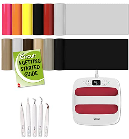 Cricut Raspberry EasyPress 2 Bundle: 9x9 Machine, Everyday Iron-On, and Essential Weeding Kit…