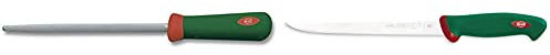 Sanelli Premana Professional Acciaino, Acciaio Inossidabile, Verde/Rosso, 22 Cm & Premana Professional Coltello Da Filettare Pesce, Acciaio Inossidabile, Verde/Rosso, 22 Cm