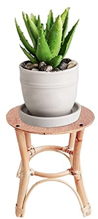Perfect Flower Pflanzenständer Klassischer Rattan Hocker Passend Für Mid-Century Bambus Blumentopf Halter Rattan Hocker Blumenhocker Beistell Hocker Fußhocker Pflanzhocker