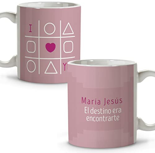 LolaPix Tazas Pareja Personalizadas con Frase/Nombre. Regalos San Valentin Personalizados. Tazas Personalizadas Interior Color. Taza San Valentin de Cerámica. Destino You