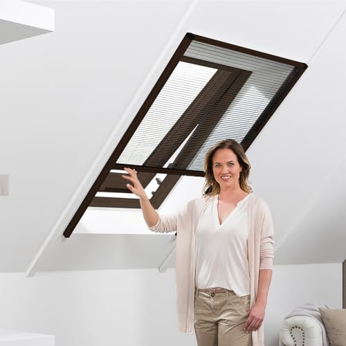 empasa Insektenschutz Fliegengitter Dachfenster Plissee Master Alurahmen | individuell zuschneidbar, als Selbstbausatz, verschiedene Größen und Farben, Farbe: braun, Größe: 160 x 210 cm