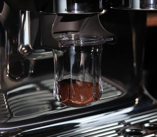 Vaso dosificador de café transparente de 54 mm, compatible con filtros portafiltros Breville de 54 mm, con Grinder activating Tab, Clear to Visualize The Coffee Grind Quality