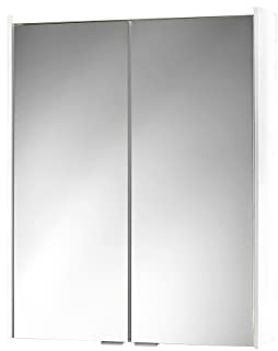 Sieper Spiegelschrank KHX mit LED Beleuchtung 60 cm breit, Badezimmer Spiegelschrank aus MDF | Holzdekor Weiß